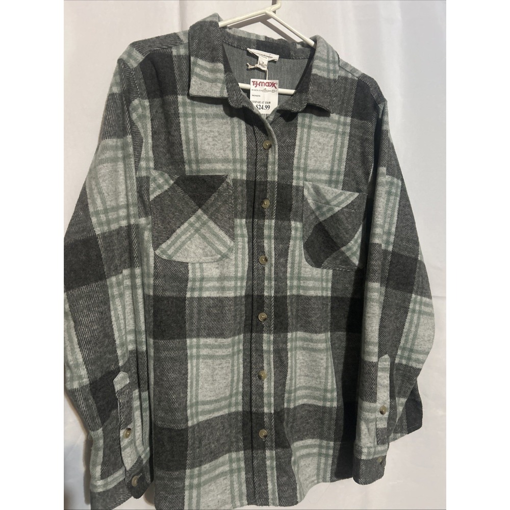 NWT Beach Lunch Lounge Green Plaid Shacket Women's Size 1X